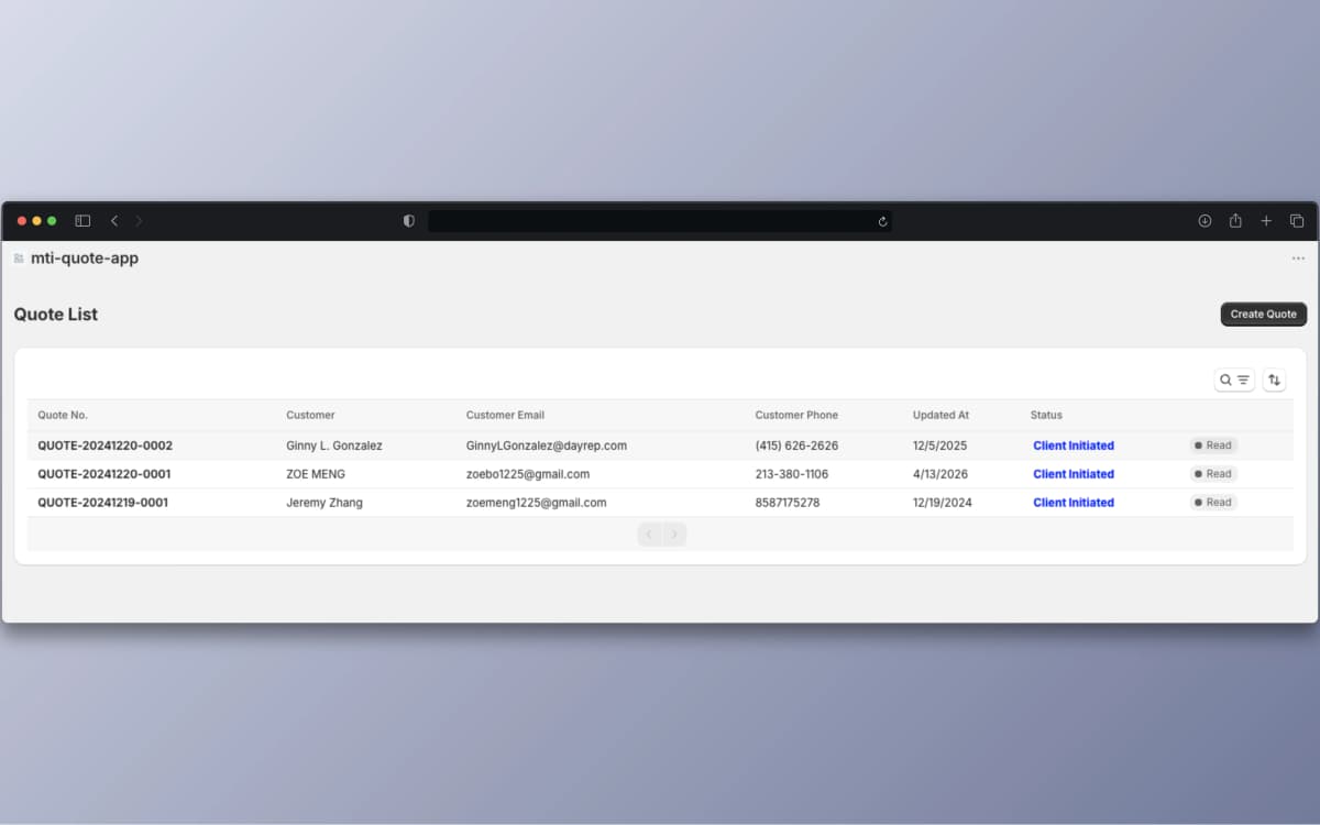 Quote List with search